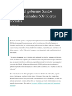 Durante El Gobierno Santos Fueron Asesinados 609 Líderes Sociales