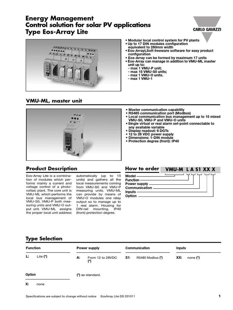 Energy Management Control Solution For Solar PV Applications Type Eos ...