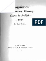 Leo Spitzer - Linguistics and Literary History PDF