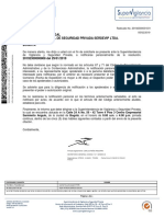 Señor (A) Representante Legal Grupo Empresarial de Seguridad Privada Serdevip Ltda. KR 22 73 49 Bogota