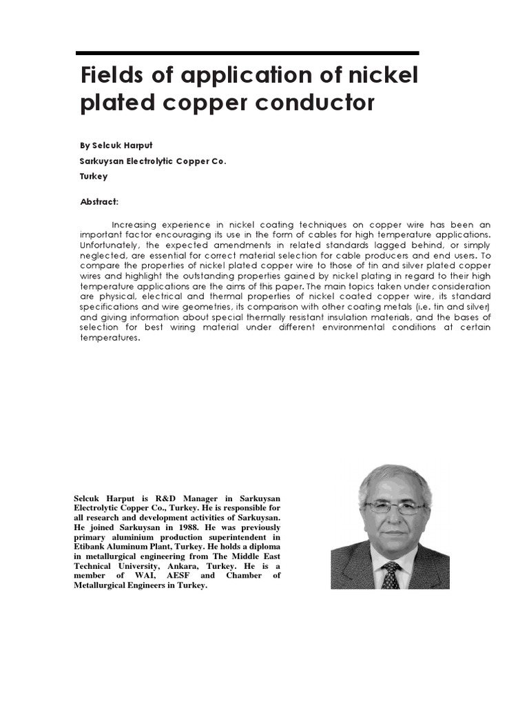 Fields of Application of Nickel Plated Copper Conductor | PDF ...