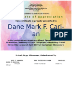 Dane Mark F. Cari-An: Certificate of Appreciation