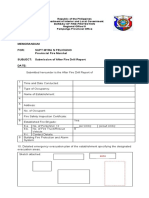 Memorandum For: Supt Myra N Feliciano Provincial Fire Marshal SUBJECT: Submission of After Fire Drill Report Date