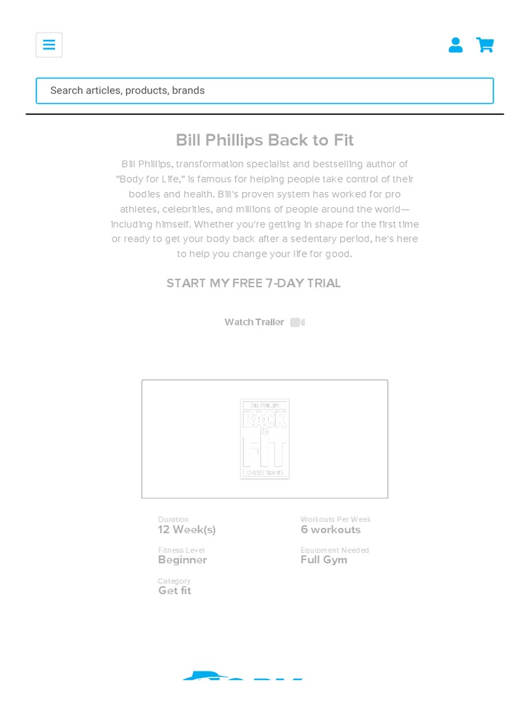Bill Phillips Back To Fit 12Week Trainer PDF Physical Fitness