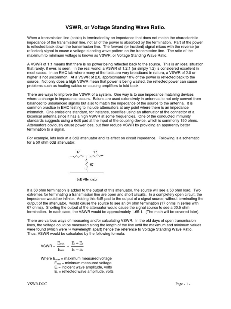 VSWR | PDF | Transmission Line | Antenna (Radio)
