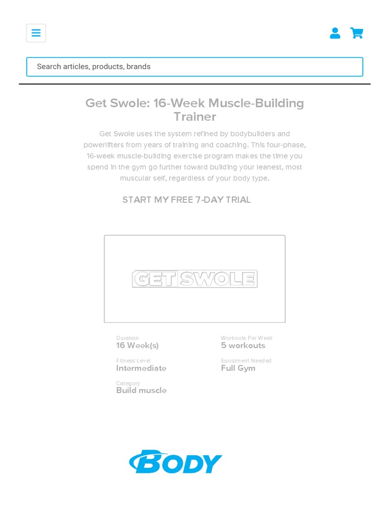 Get Swole 16Week Muscle Building Trainer PDF Personal Trainer