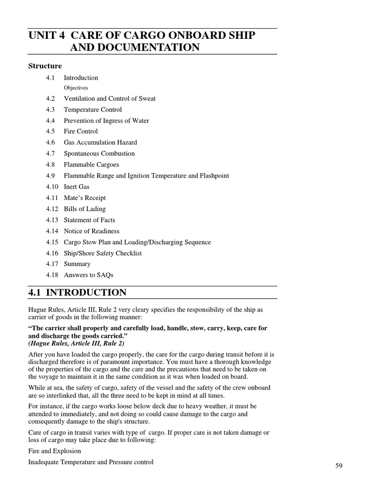 Cargo Care and Documentation at Sea | PDF | Bill Of Lading | Combustion