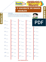 Producto y Cociente de Bases Iguales para Quinto Grado de Primaria PDF