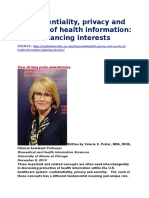 Confidentiality, Privacy and Security of Health Information: Balancing Interests