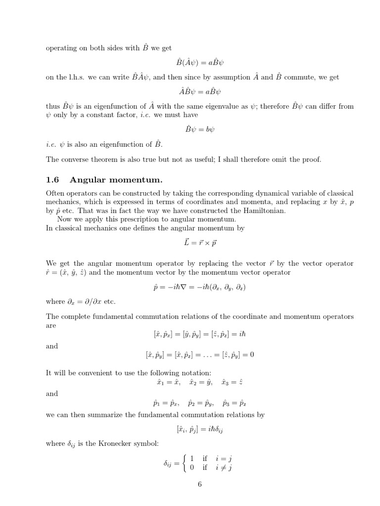 Angular Momentum Operator Commutation | PDF | Quantum Mechanics | Physics