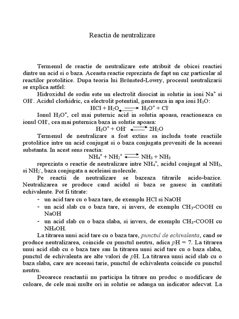 Reactia de Neutralizare | PDF