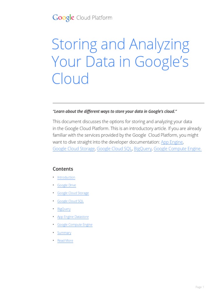 Google Cloud - Technical Article - Overview of Storage Options PDF ...
