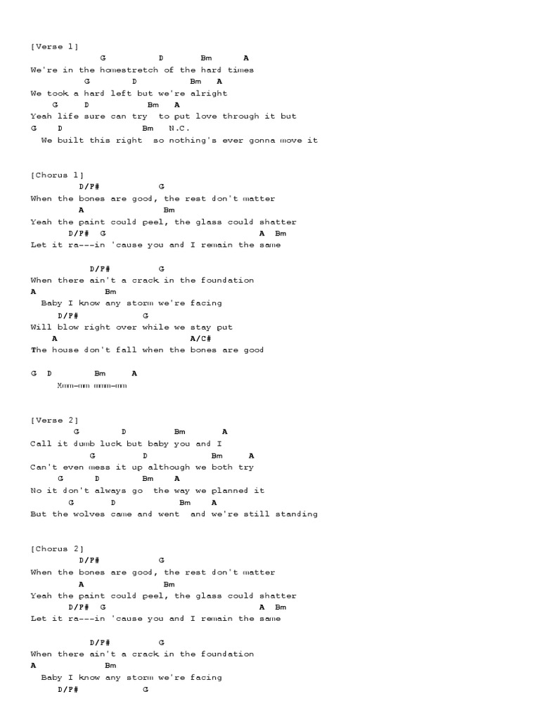 THE BONES CHORDS by Maren Morris PDF Song Structure Singles (Music)
