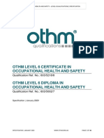 Othm Level 6 Certificate IN Occupational Health AND Safety: Qualification Ref. No.: 603/5218/8