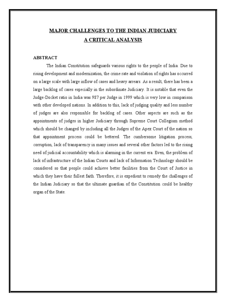 Major Challenges To Indian Judiciary | PDF | Supreme Court Of India ...