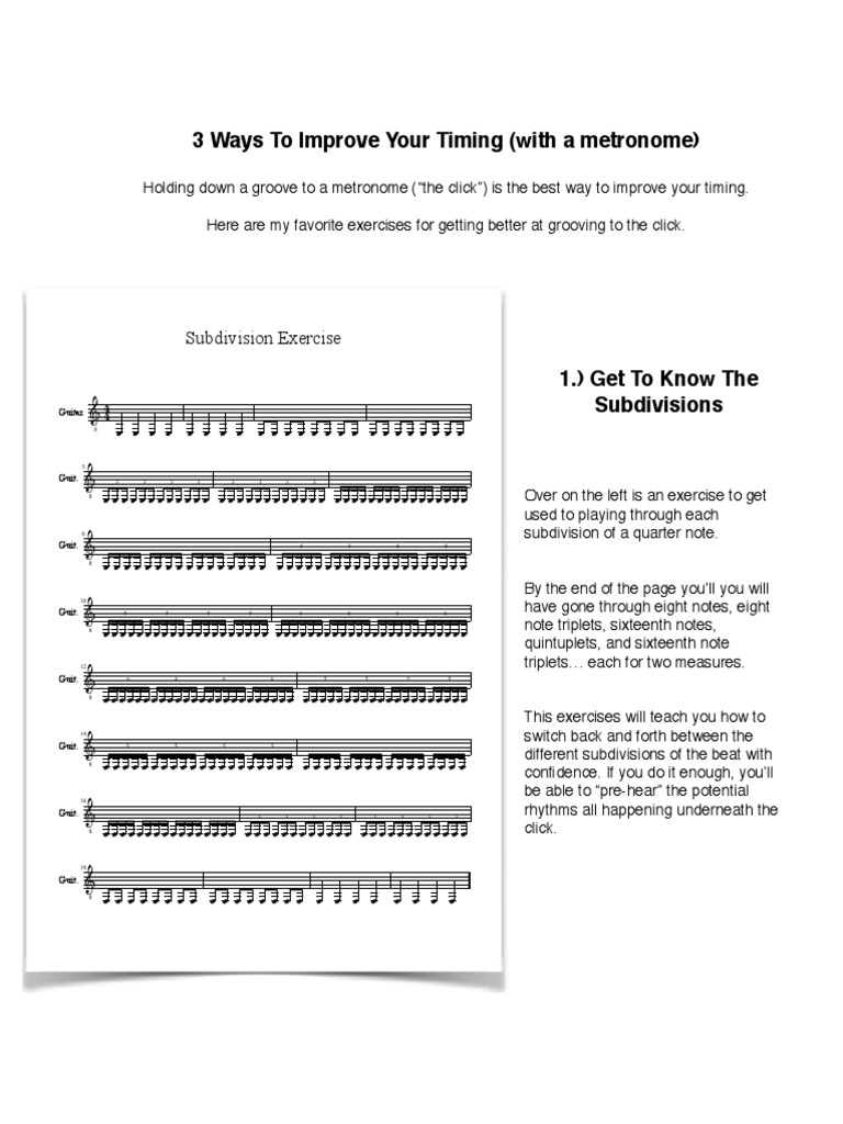 Metronome Exercises PDF Download Free PDF Poetics Musical Notation