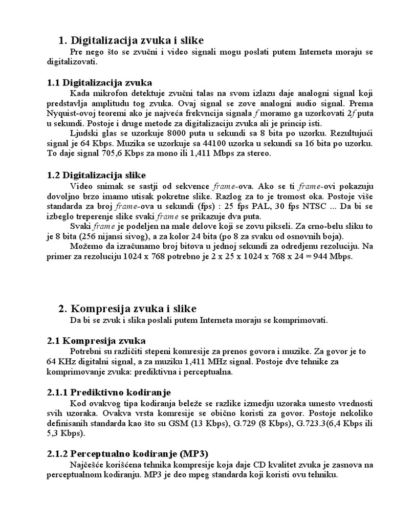 Digitalizacija Zvuka I Slike | PDF