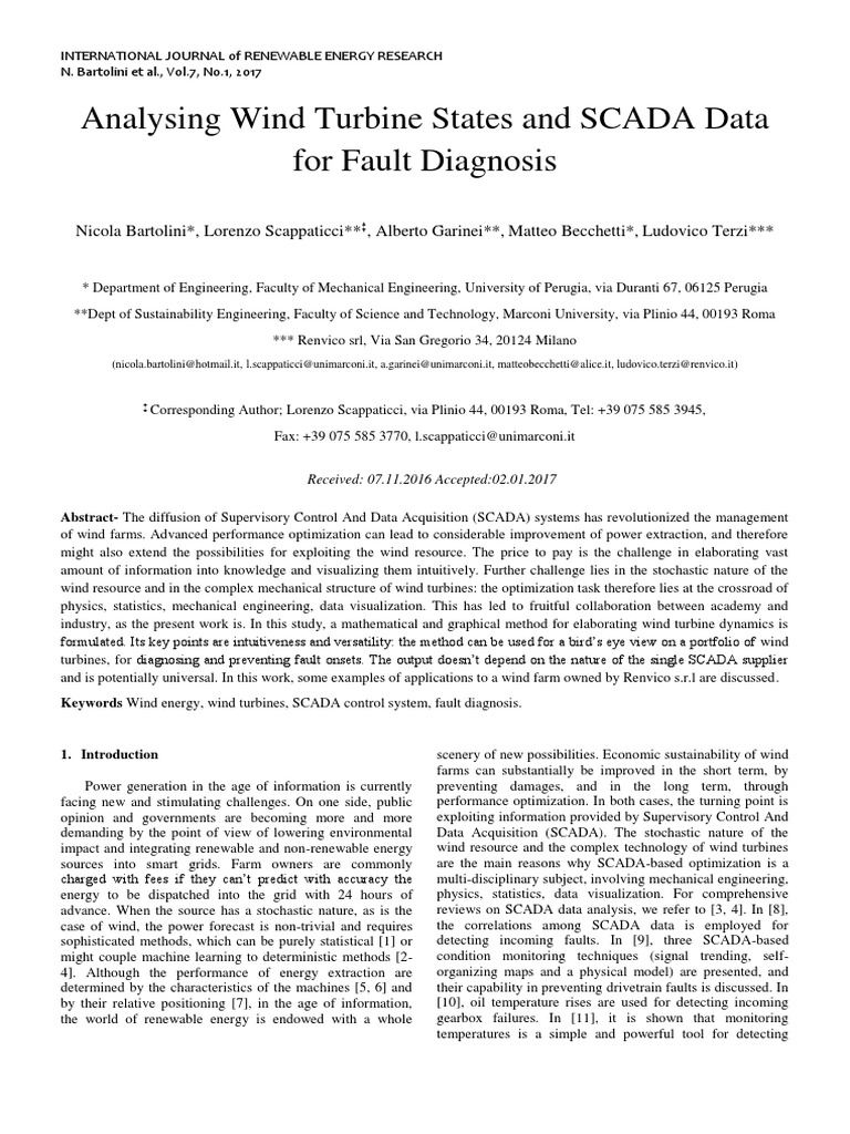 Analysing Wind Turbine States and SCADA Data For Fault Diagnosis PDF