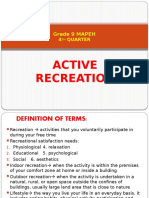 Active Recreation: Grade 9 MAPEH