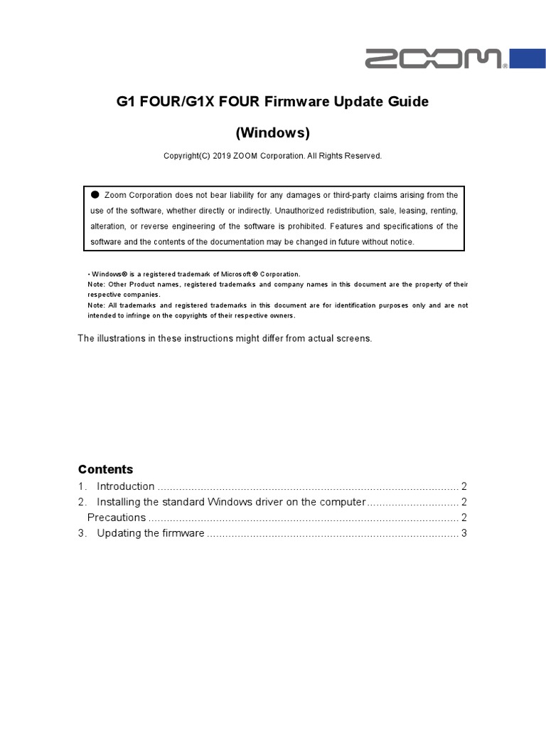 ZOOM G1 FOUR G1X FOUR Firmware Update Guide Win E PDF PDF