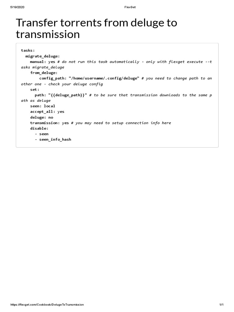 Transfer Torrents Between Deluge and Transmission PDF