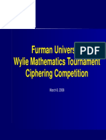 Furman University Wylie Mathematics Tournament Ciphering Competition