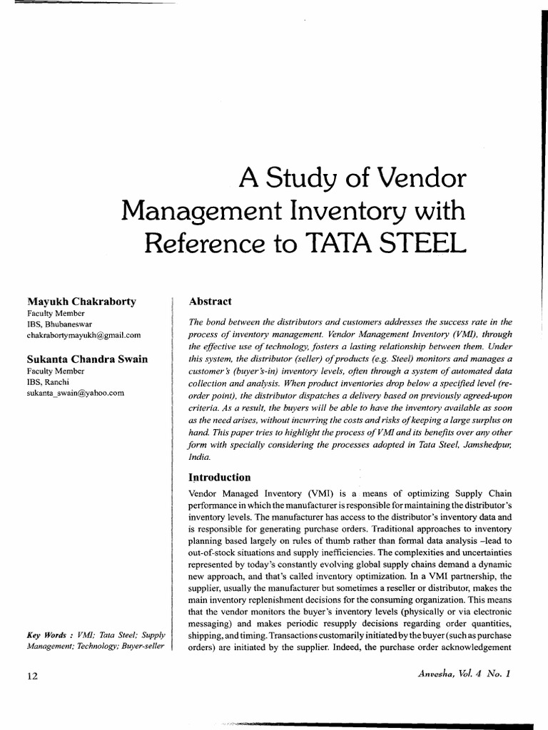 Tata Steel Vendor Management System