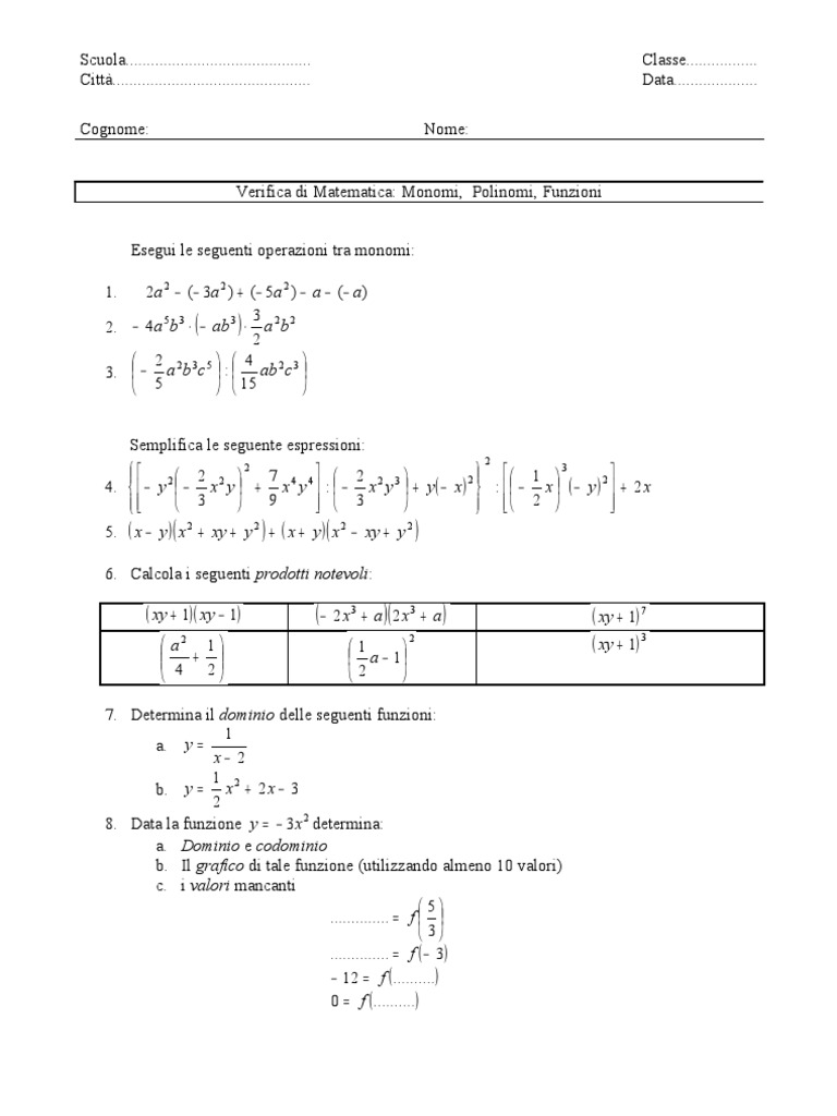 Esercizi Svolti Sui Monomi E Polinomi Pdf