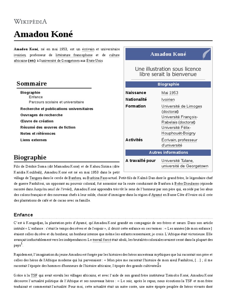 Quelle Est L année De Naissance D amadou Pix Amadou Koné PDF | PDF