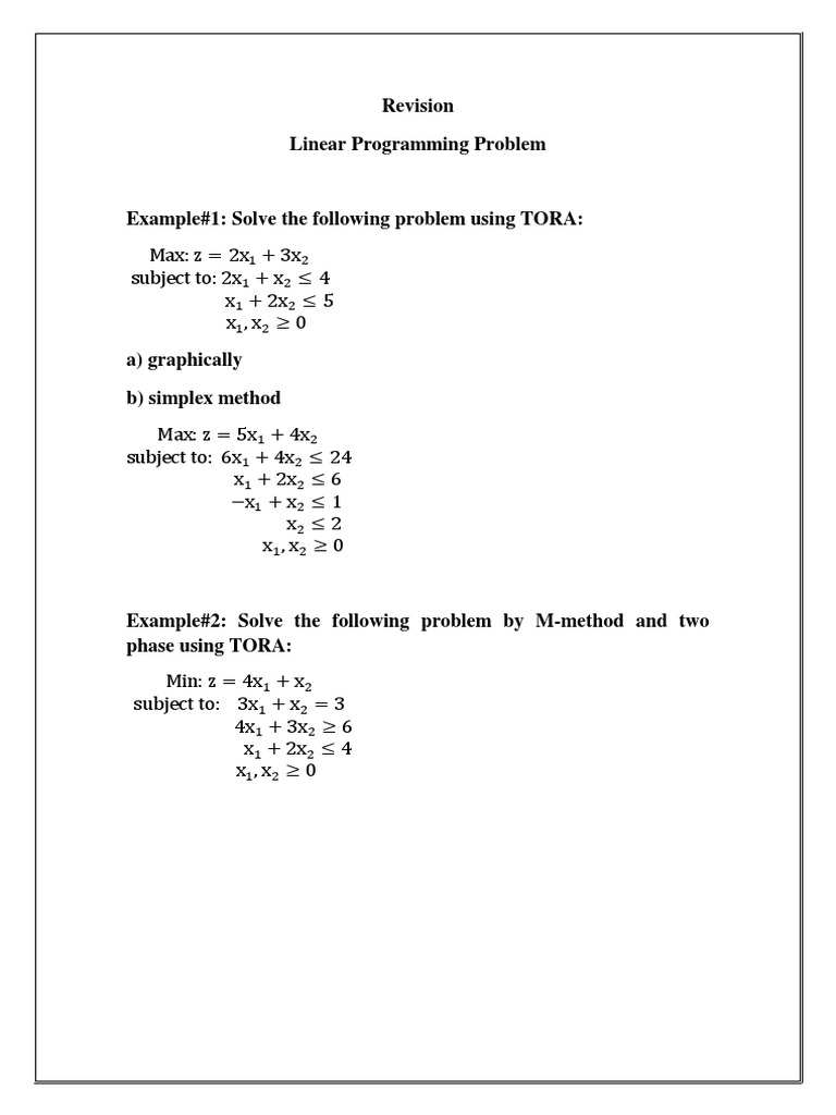 Solving Linear Programming Problems Using Various Methods: Graphical ...