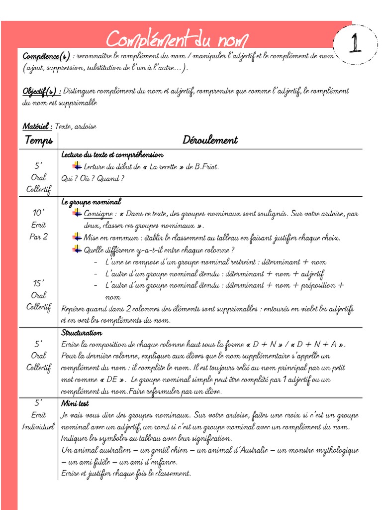 Exercices Groupe Nominal Cm1 Imprimer Le Groupe Nominal | PDF | Langues