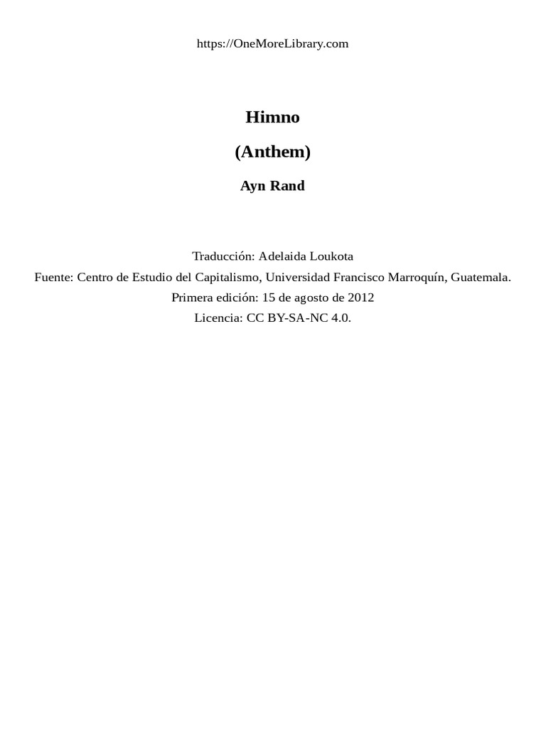 Himno (Anthem) - Ayn Rand PDF | PDF | Pecado | Naturaleza