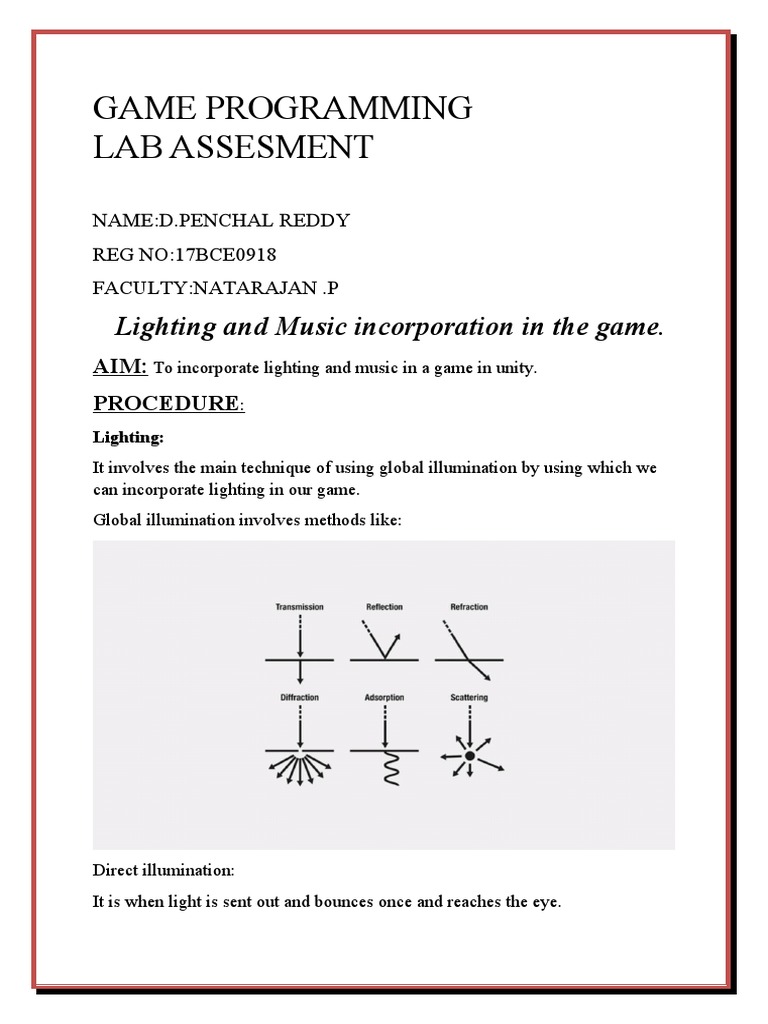 Game Programming Lab Assesment: Lighting and Music Incorporation in The ...