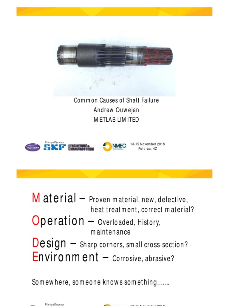 Common Causes of Shaft Failure Andrew Ouwejan Metlab Limited PDF