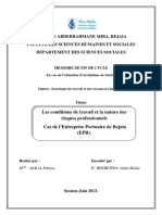 Les Conditions de Travail Et La Nature Des Risques Professionnels Cas de L Entreprise Portuaire de Bejaia (EPB) .