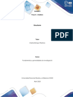 Unidad 2 Fase 3 Fundamentos y Genrealidad de Investigacion