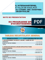 PRESENTATION Plan D'investisement de La Commune Conseil Interministiel Région de Kaolack