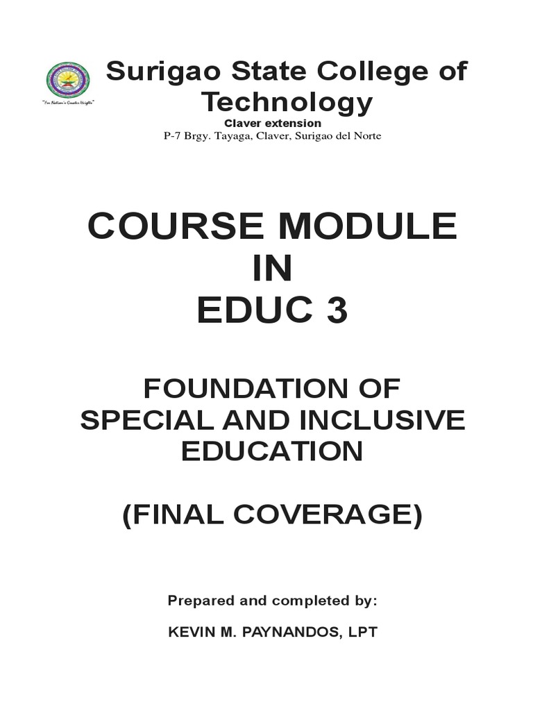 EDUC 3: Special & Inclusive Education Module | PDF | Intellectual ...