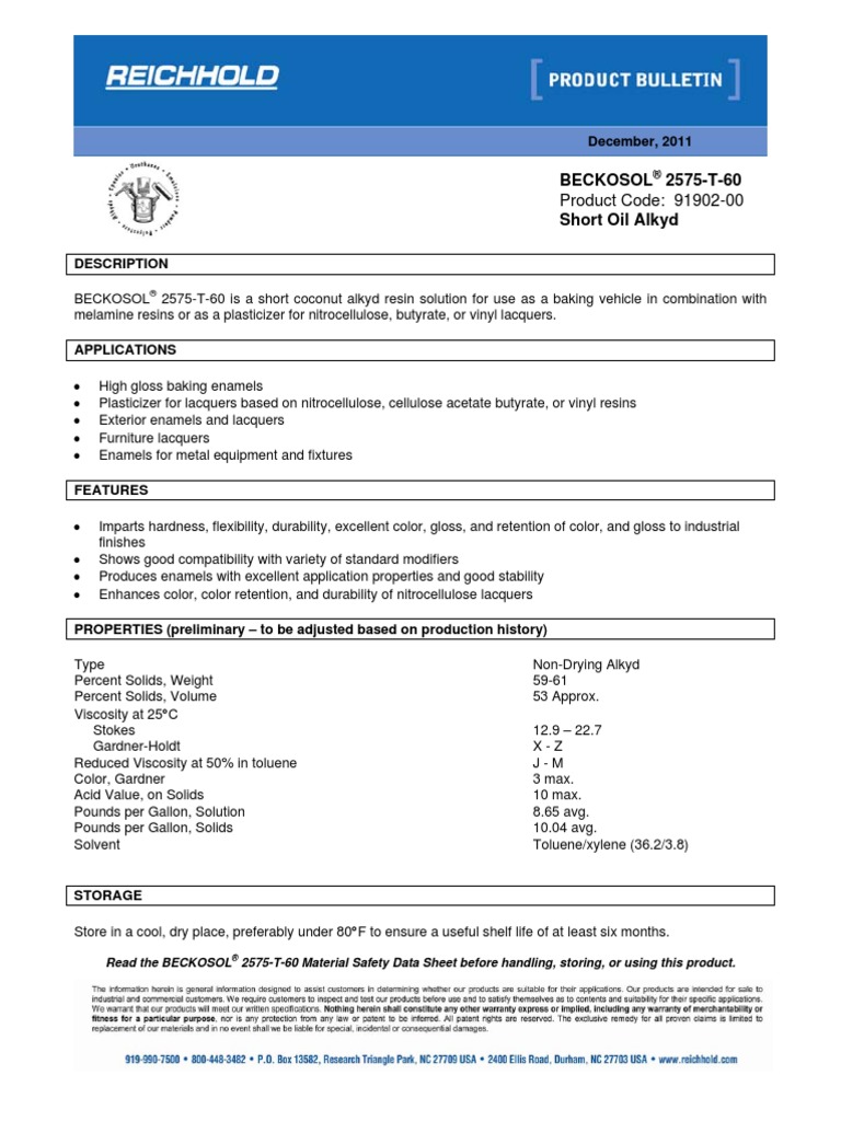 1481 Beckosol2575T609190200 | PDF | Industrial Processes | Chemical ...