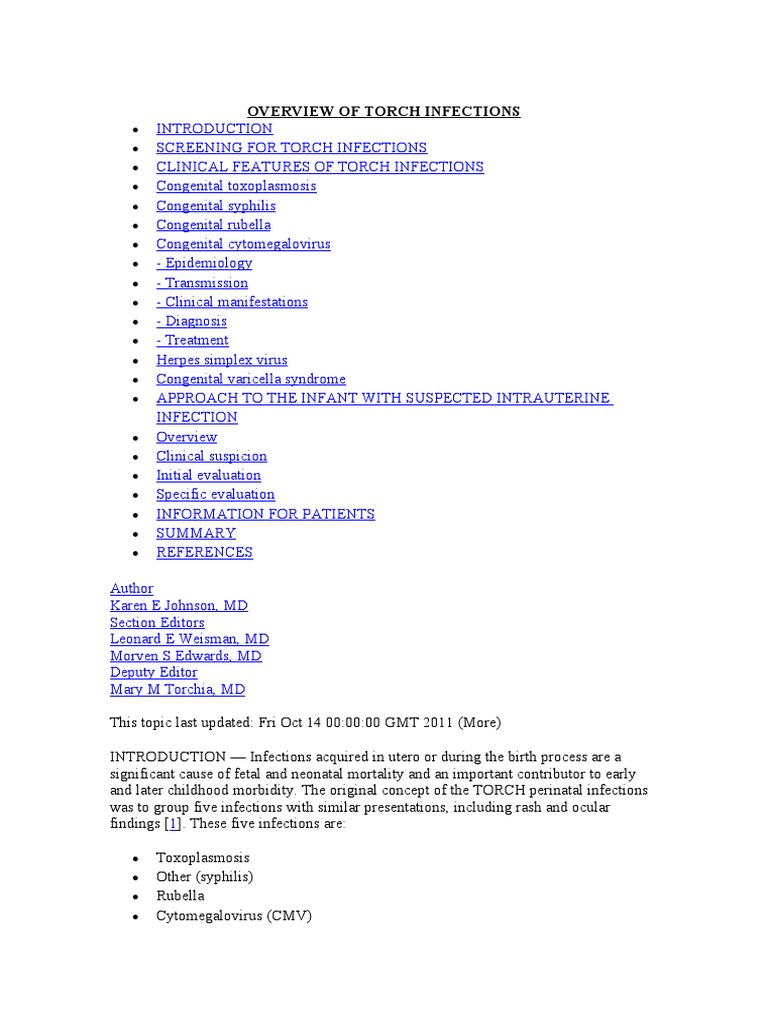 TORCH Infections. UpToDate. Aproximacion Al DX PDF Herpes Simplex
