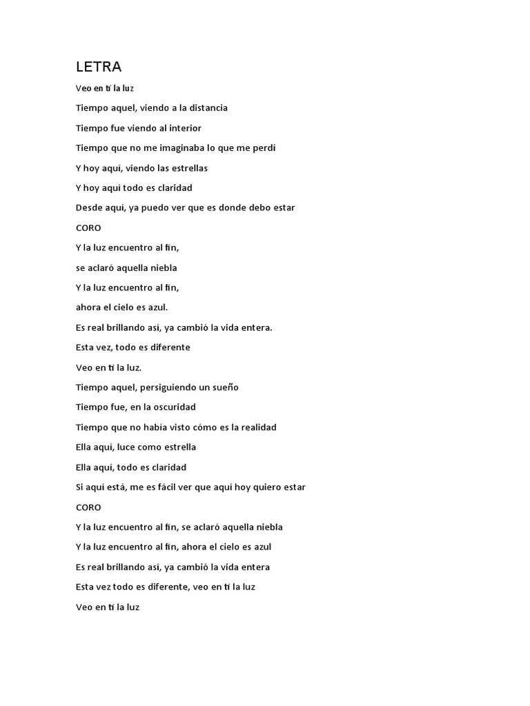 LETRA Veo en Ti La Luz | PDF