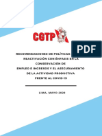 RECOMENDACIONES DE POLÍTICAS SOBRE LA REACTIVACIÓN CON ÉNFASIS EN LA CONSERVACIÓN DE EMPLEO E INGRESOS Y EL ASEGURAMIENTO DE LA ACTIVIDAD PRODUCTIVA FRENTE AL COVID-19