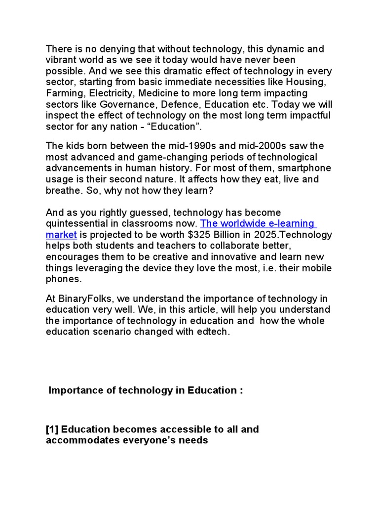 Impact of Technology on Education | PDF | Educational Technology | Pedagogy