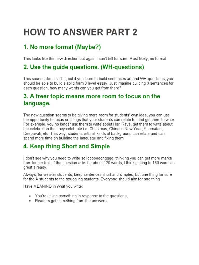 How To Answer Part 2 PT3 | PDF