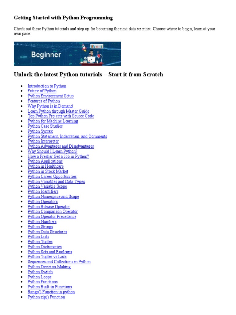 Getting Started With Python Programming Docx Python Programming Language Artificial Intelligence