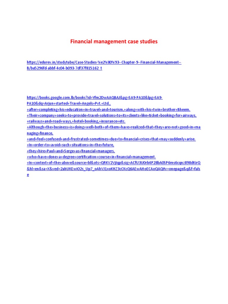 Financial Management Case Studies | PDF | Career & Growth