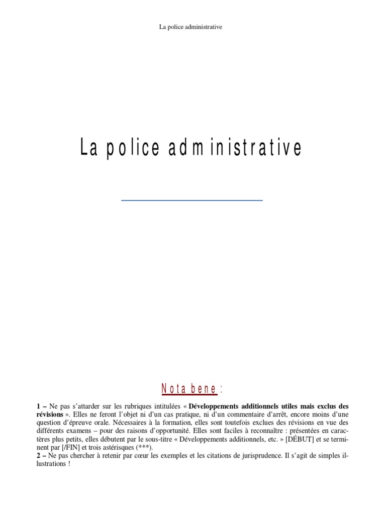 Police Administrative Cours L2 Droit Administratif Dignite Police