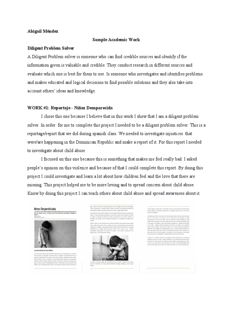 Sample Academic Work Diligent Problem Solver PDF Behavioural