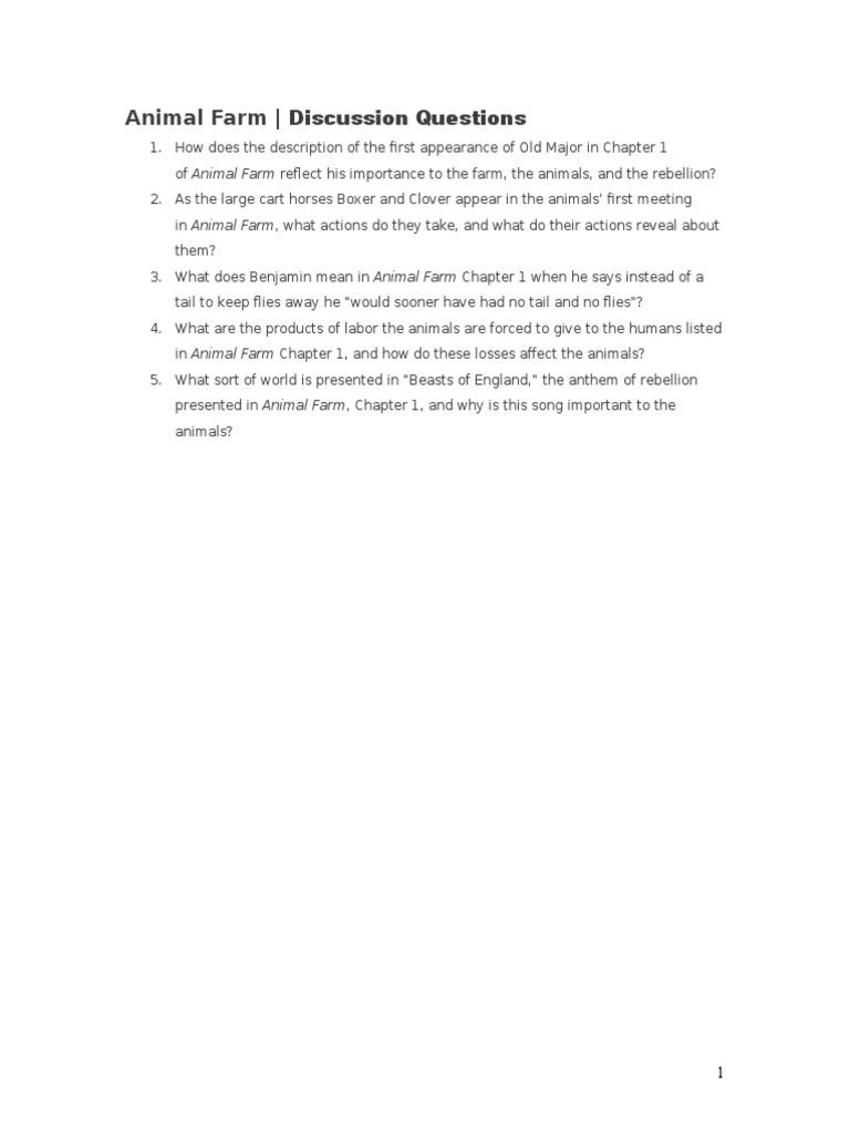 Animal Farm Questions For Students PDF