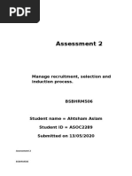 Assessment 2: Manage Recruitment, Selection and Induction Process